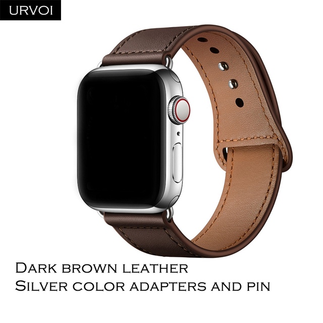 URVOI Band for Apple Watch Series 7 6 5 4 3 SE Sport Band Genuine Swift Leather Strap for iWatch Wrist Pin and Tuck Closure Handmade