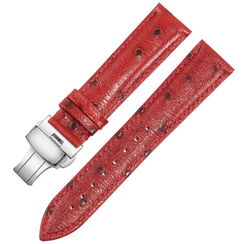 Ostrich Pattern Leather Watchband 12 13 14 15 16 17 18 19 20 21 22 23 24mm Black Blue Red Bracelet for Men and Women Watch Chain