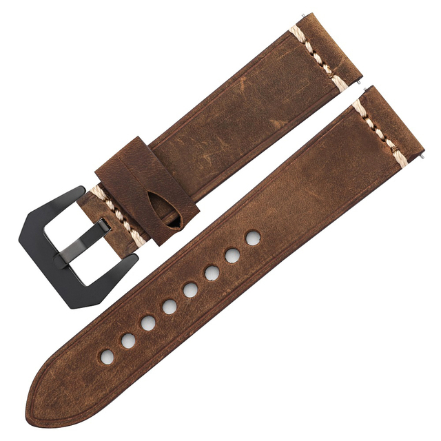 Men's Genuine Leather Watch Band Strap 22mm 24mm Vintage Cowhide Watch Strap High Quality Bracelet Watch Accessories