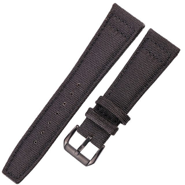 Nylon Canvas + Genuine Leather Watchband 20mm 21mm 22mm Black Green Blue Women Men Watch Band Strap With Pin Buckle