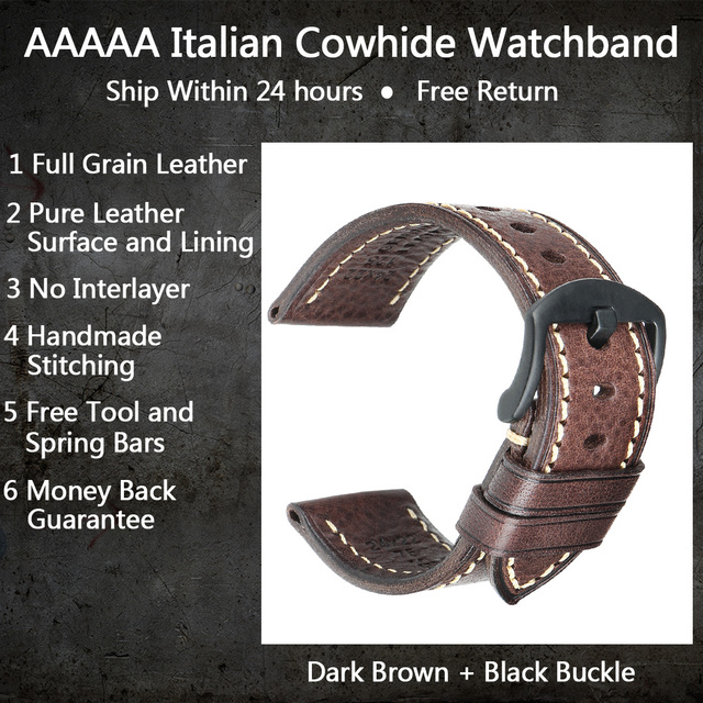 MAIKES Handmade Watch Band Genuine Cow Leather Watch Strap with Butterfly Buckle Bracelet for Montblanc Tudor Watchbands