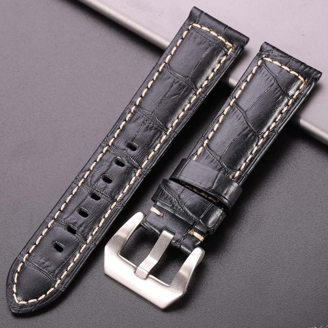 Genuine leather watches black brown red blue green orange women men watch strap for bam accessories 20mm 22mm 24mm