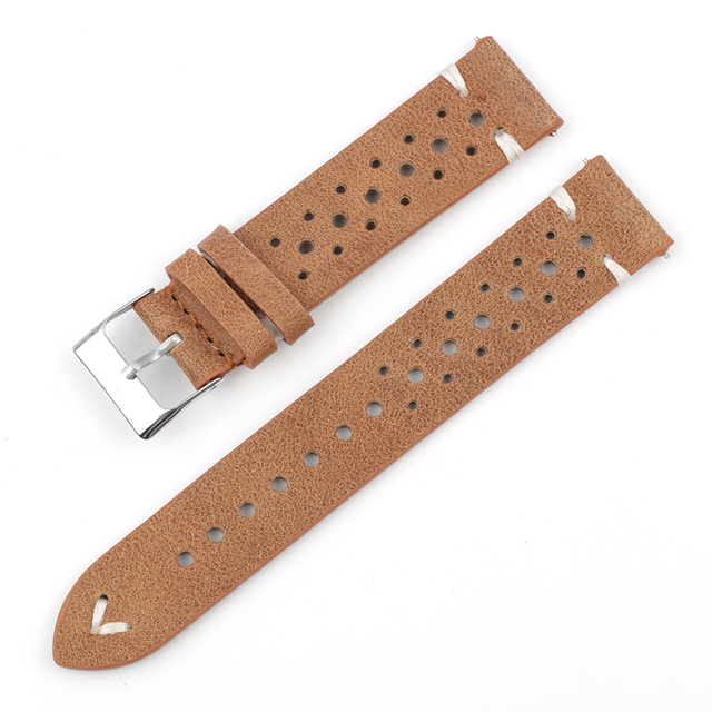 New Design Oil Wax Cowhide Watch Band 8mm 20mm 22mm 24mm Vintage Porous Watch Strap Handmade Watch Accessories