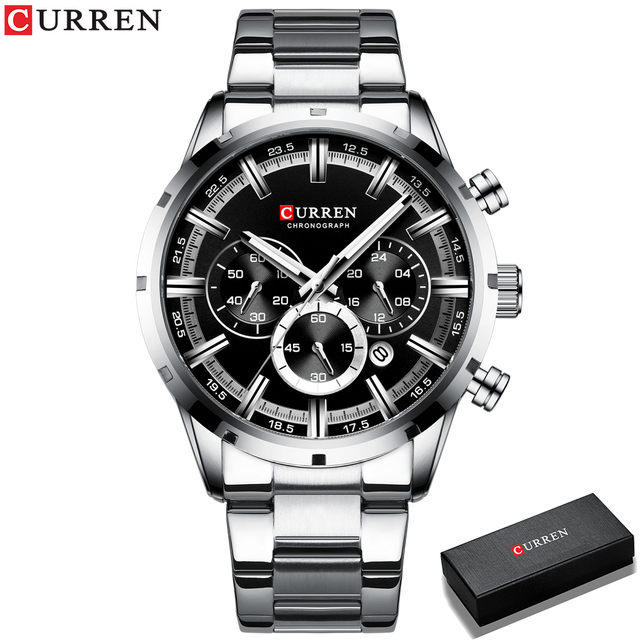 CURREN Men Watch Luxury Brand Sport Quartz Mens Watches Full Steel Waterproof Chronograph Wristwatch Men Relogio Masculino