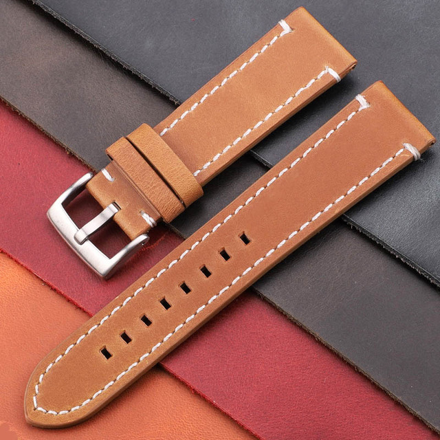 Vintage Genuine Leather Watchbands 7 Colors Strap 18mm 20mm 22mm 24mm Women Men Cowhide Watch Band Accessories Strap