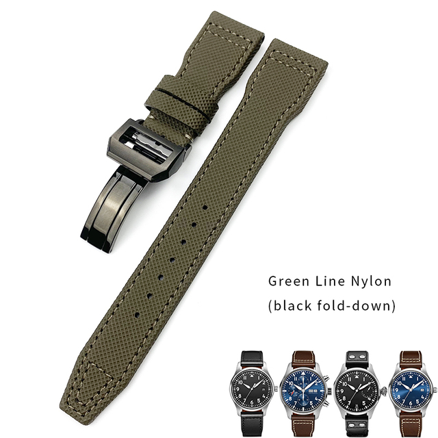 20/21/22mm High Quality Calfskin Leather Nylon Watch Strap Fit For IWC Pilot SPITFIRE MARK18 PORTOFINO Best Gun IW3777 Watchband