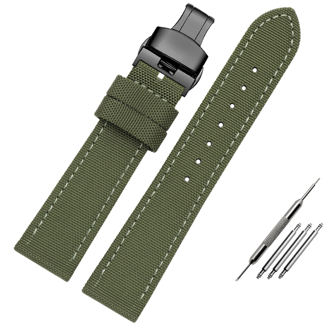 Canvas Leather Bottom Watch Band Replacement For Tissot For Seiko Nylon Strap For Timex Watch Accessories 18mm 20mm 21mm 23mm