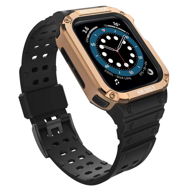 Case Bands Compatible with Apple Watch 45mm 41mm Moving Castle Rugged Metal Bumper Men Military Strap for IWatch 7 SE 6 5 4 3