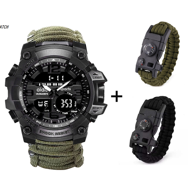 Addies-G Shock Military Watch for Men, with Compass, 3 Bar, Water Resistant, Digital Movement, Outdoor, Sports, Casual, Fashion