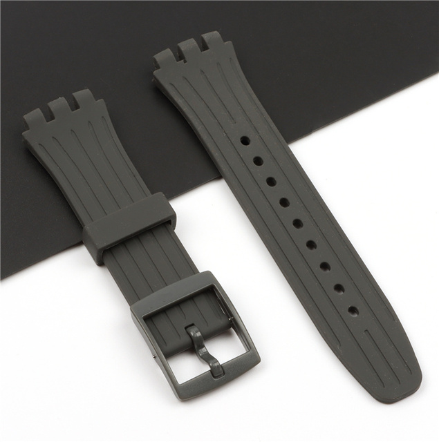 20mm silicone strap female pin buckle watch accessories for swatch SUSB400 SUSW402 men's sports waterproof bracelet watch band