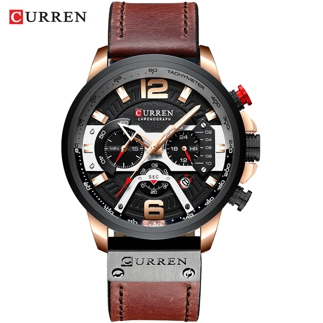 CURREN Men's Fashion Sport Watches Luxury Brand Military Style Leather Wrist Watch Chronograph Fashion