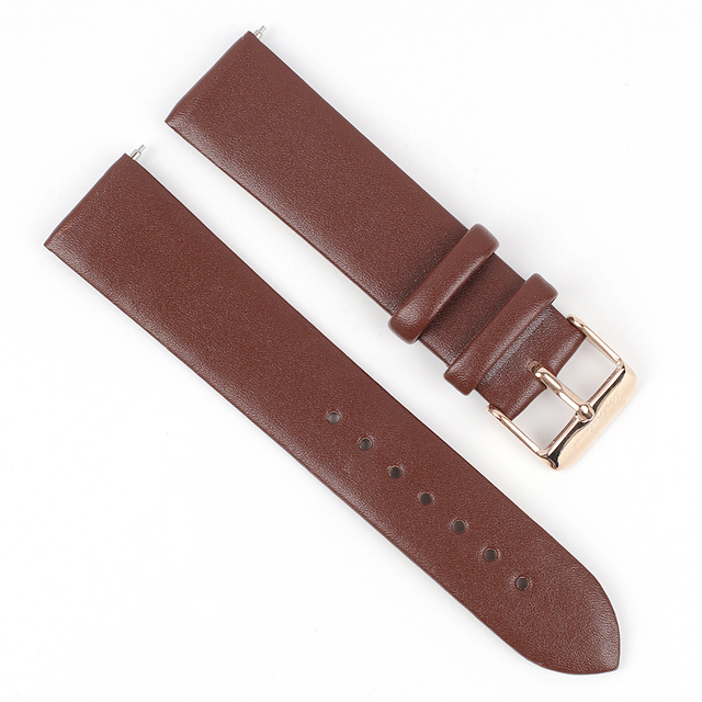 Genuine Leather Women Watchband 12mm 14mm 16mm 18mm 20mm Quick Release Cowhide Strap Watch Band Belts Replacement Gold Buckle