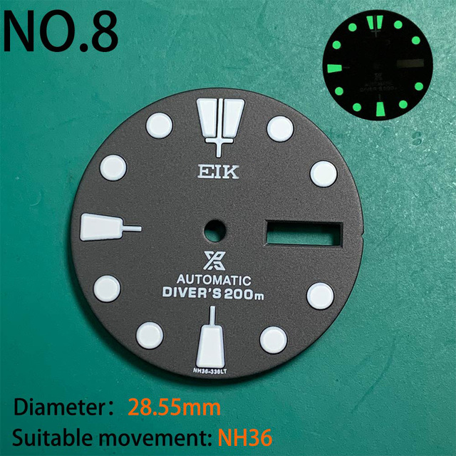 Nh35 watch double dial new C3 luminous modified craft watch skx007 SKX006 small millimeter 28.5mm abalone nh35 universal