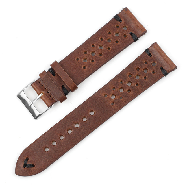 Onthelevel Leather Watch Strap 18mm 20mm 22mm 24mm Durable Coffee Brown Color Watch Band Quick Release Watch Straps Replacement