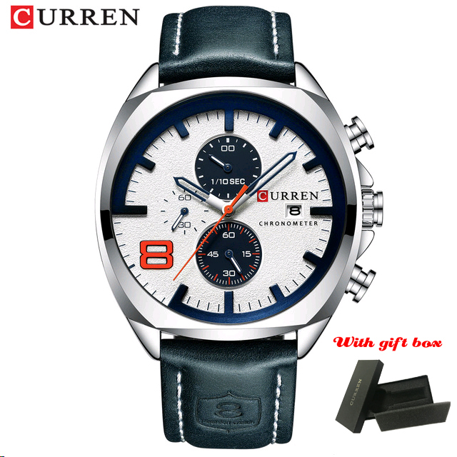 CURREN Fashion Business Men Leather Watches Analog Quartz Watch Men Sports Military Waterproof Dropshipping Male Wristwatch