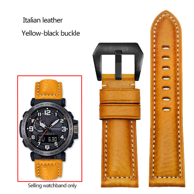 Frosted Cow Leather Italian Watchband for Casio PROTREK Series PRG-600/PRG-650/PRW-6600 Outdoor Sports Bracelet Strap 24mm