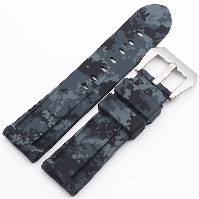 Universal 22mm 24mm 26mm Camouflage Colorful Rubber Watch Band for Men Watch Strap for Samsung Gear S3 Classic Panerai