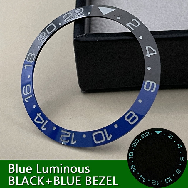 Sub green ceramic bezel insert super C3 green/blue luminous watch case outer ring 38mm*30.6mm suit for 40mm GMT NH35 series watch