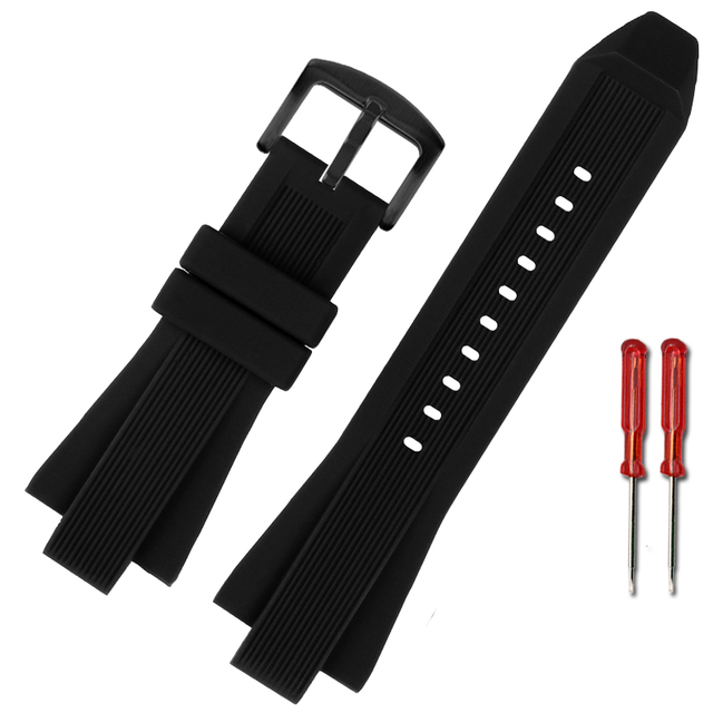 Rubber Watch Strap for MK MK8184 MK8152 MK9020 MK8730 MK8761 8295 8296 Convex Silicone Watch Band Men's Watch Band 29*13mm Black Blue