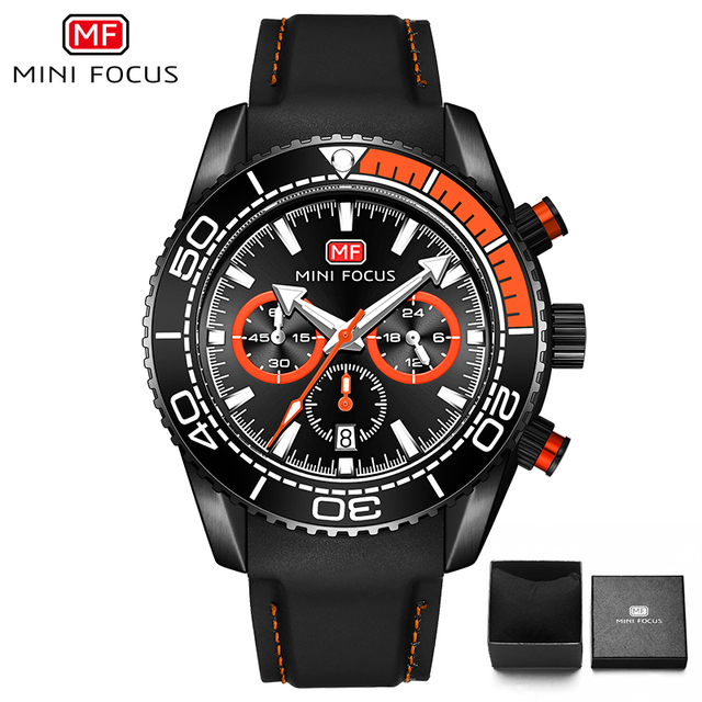 Fashion Men's Watches Multifunction Water Resistant Sport Wristwatches Luxury Quartz Luxury Brand Black Silicone Strap