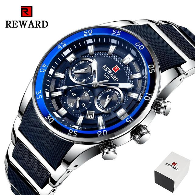 BONUS - Men's Watch, Chronograph, Silicone, Steel, Quartz, Water Resistant, Male