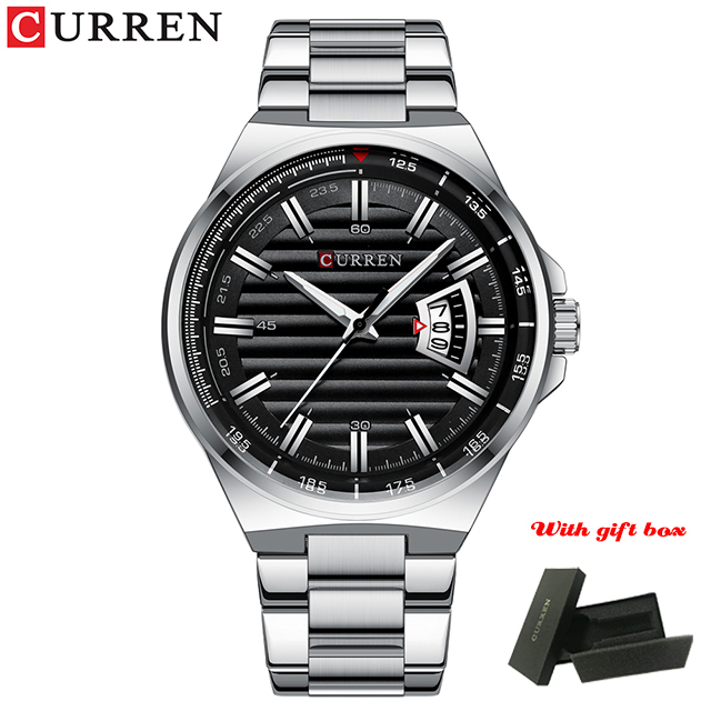 CURREN Fashion Auto Date Stainless Steel Watch For Men Luxury Business Quartz Watch Men Sport Waterproof Male Clock