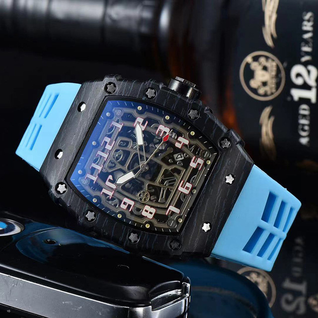 2022 Luxury 3 Pin Quartz Watch RM Transparent Bezel Men Automatic Watch for Men Designer Wristwatches Waterproof Reloj Hombre