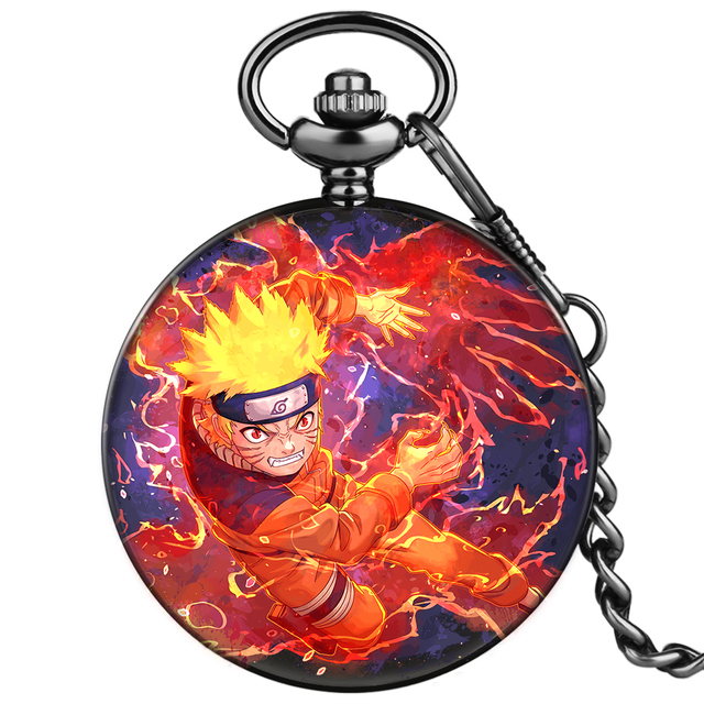 Customized Men's Blue Flame Chain Pocket Watch Classic Japan Animation Personality Style Leisure Quartz Watches Unisex Gift