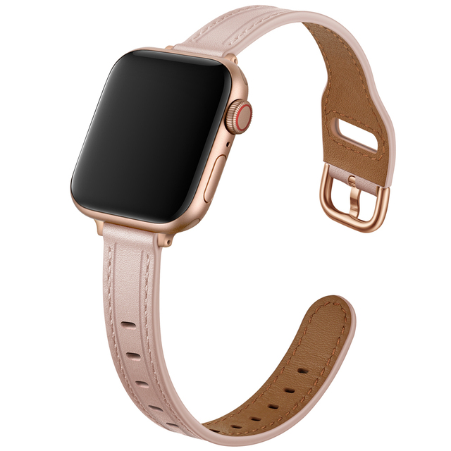 Soft Leather Watch Band for Apple Watch Strap 41mm 45mm 38/42mm 40mm 44mm Bracelet for iWatch Series 7 3 5 6 SE Wrist Watchband