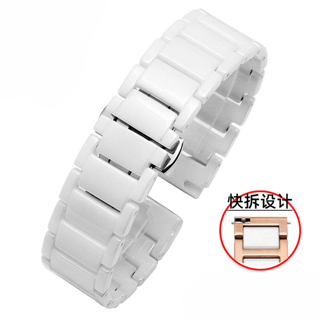 Ceramic Bracelet In Stainless Steel Watchband Watch Band Strap White Women Man Fashion Wristwatches 12 13 14 15 16 17 18 20 22mm