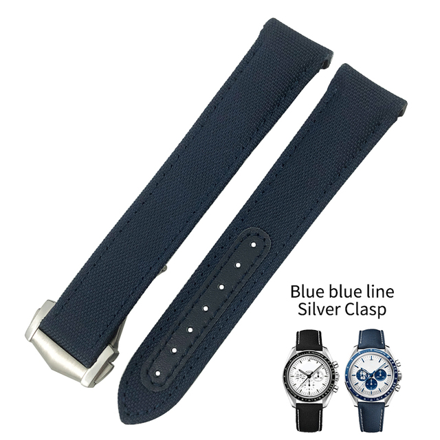 20mm 21mm High Quality Nylon Fabric Watch Band Fit For Omega Aqua Terra 150 Seamaster 007 Diver 300 Planet Ocean 19mm blue strap