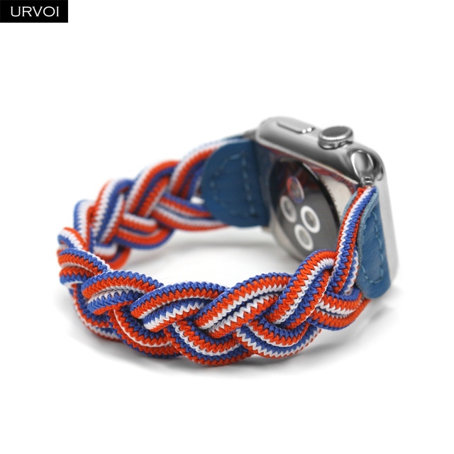 URVOI Braided Band for Apple Watch Series 7 6 SE 5 4 3 2 Woven Nylon Strap for iWatch Solo Stretchable Loop Replacement 41 45mm