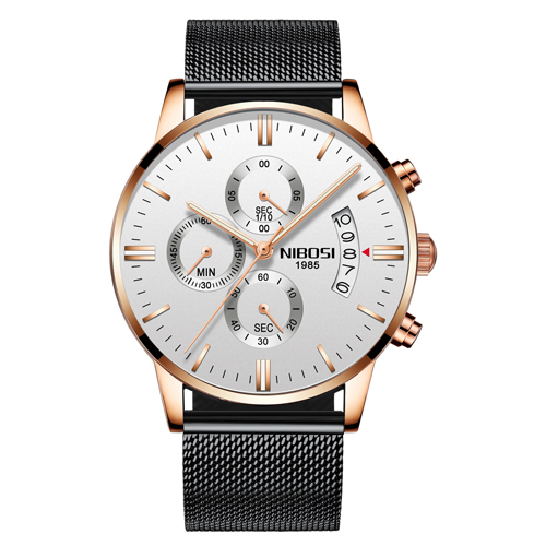 NIBOSI Men's Watch Rose Gold Luxury Watch Men's Military Style Quartz Wrist Watch