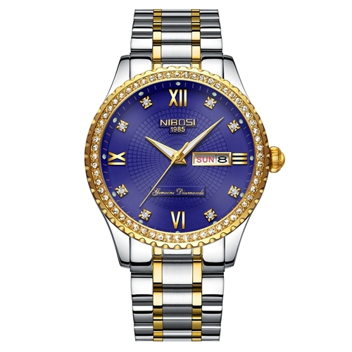 NIBOSI - Women's watches, quartz, water resistant, gold, stainless steel, date, feminine