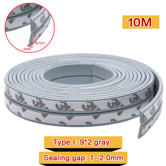 10M DIEP Door Type Weather Strip Self Adhesive Rubber Tape Foam Tape Window Dustproof Soundproof Insulation Tape