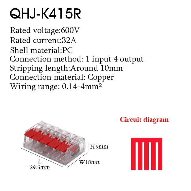 Wire Connector Small Quick Universal Compact Connector Spring Wire Cable Electrical Connectors Push In Terminal Block 412-415