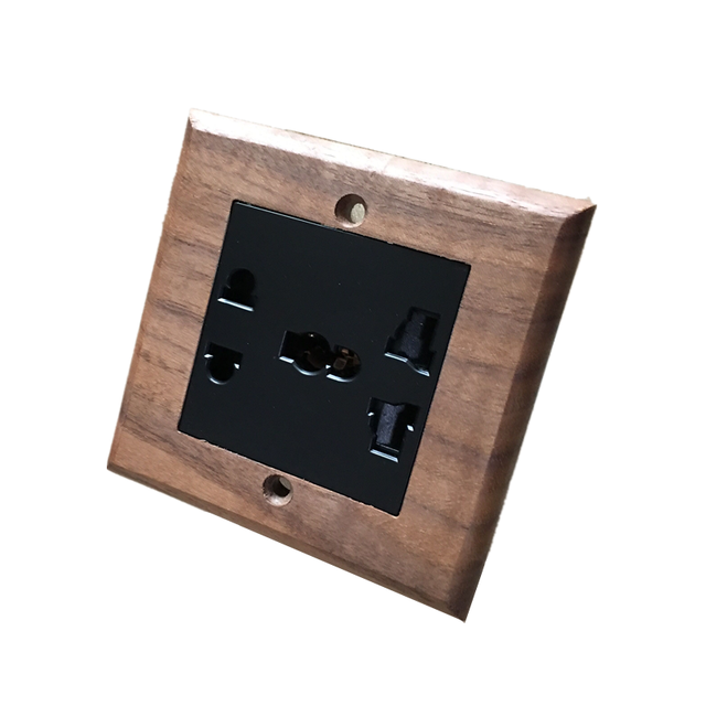 High-grade retro American industrial style light switch socket, solid wood brass toggle switch panel, antique home stay switch