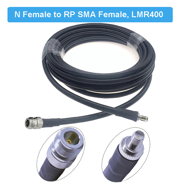 LMR400 Cable N Female to RP-SMA Male 50 Ohm Low Loss 50-7 Pigtail RF Coaxial Extension Jumper for 4G LTE Cellular Signal Booster