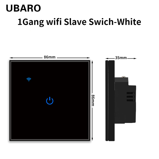 UBARO EU Standard Wifi Smart Drawer Touch Switch Luxury Glass Switch Panel Button App Control Voice Alexa Google Home 1 Gang 2 Way