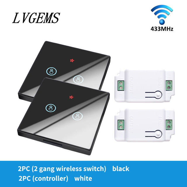 Wireless Switch with Touch Glass Panel, 1/2/3 Button, RF433Mhz, Smart Home Improvement, Wireless Remote Control, Controller, 90-240V