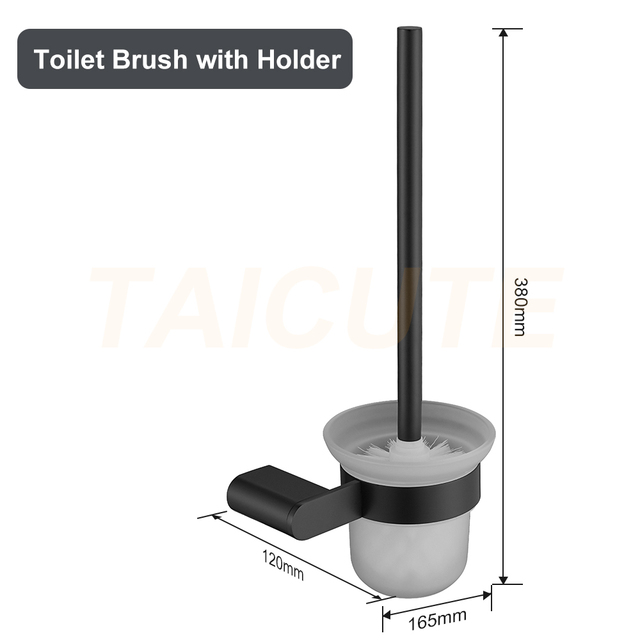 TAICUTE Black Bathroom Accessories Hardware Sets Premium Steel Towel Rack Bar Hook Paper Roll Holder Toilet Brush