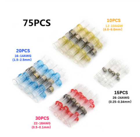 50/100/250pcs Mixed Heat Shrink Connect Terminals Waterproof Soldering Sleeve Tube Insulated Electrical Wire Splice Connectors Kit