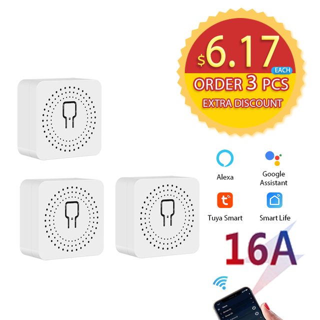 Avoir 1-5pcs Smart Life Circuit Breaker Tuya Switch Wifi Smart Home Socket Wireless Sensor Switch Mini Wifi Console 16A