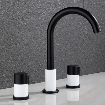 Faucet modern bathroom cabinet washbasin hot and cold double handle three-hole washbasin split three-piece faucet 01-587