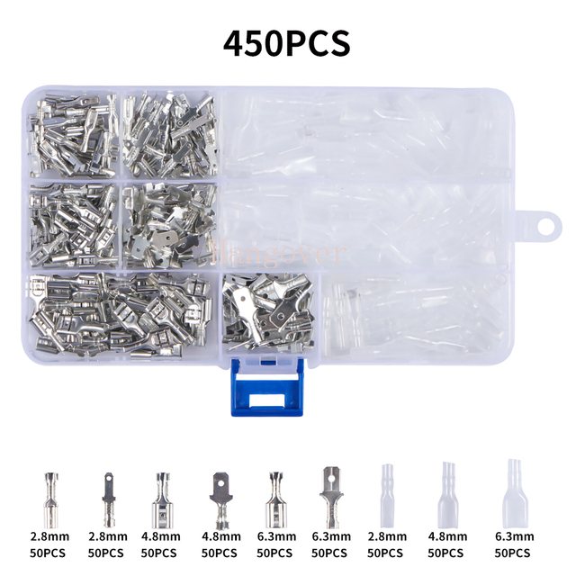 Insulated Box Wire Positive Negative Conductor 2.8/4.8/6.3mm Crimp Terminal Electrical Spade Connectors Assorted Kit