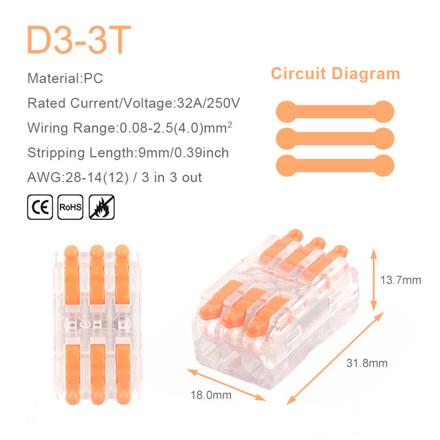 25/50/100pcs Quick Butt Wire Connector 2/3 Pin Interconnection Terminal Blocks Home Electrical Compact Connector Connectors for 28-12AWG