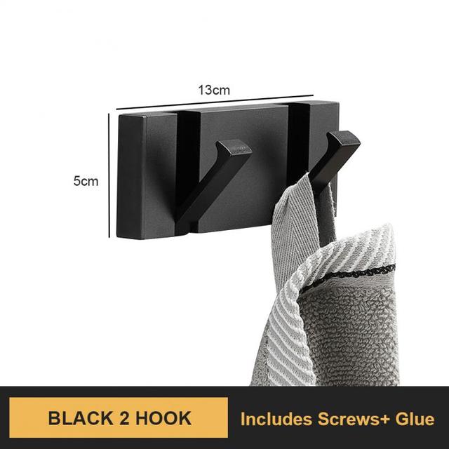 Black Golden Robe Hooks Folding Towel Hanger Aluminum Multifunctional Hook Wall Hooks Coat Clothes Holder for Kitchen Bathroom