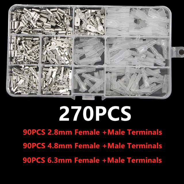 270/315/450/900pcs 2.8/4.8/6.3mm Crimp Terminals Insulated Seal Electrical Wire Connectors Crimp Terminal Connector Assortment