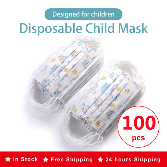 3 ply non woven fabric disposable children's cartoon mask