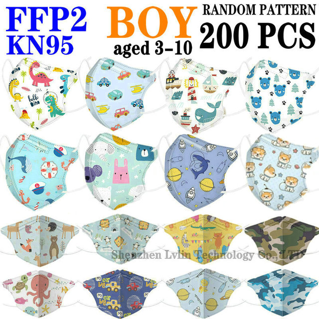 FFP2 KN95 Kids Mask Cartoon Kids 3-8 8-15 Years 5 Layers Mask Boys Girls Face Mask CE Safety Protector